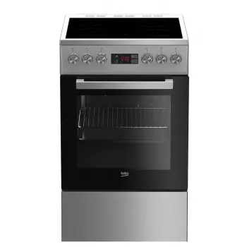 Kuchenka wolnostojąca BEKO FSM57300GX — płyta ceramiczna 4 strefy, piekarnik elektryczny, stal nierdzewna, 50 cm