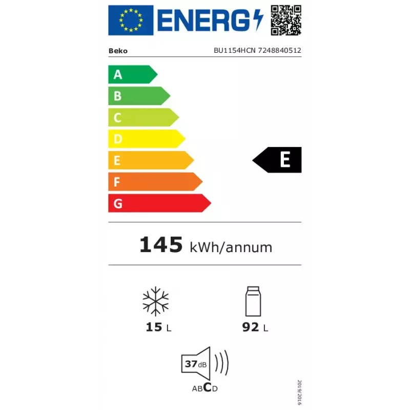 Beko BU1154HCN lodówka do zabudowy 107 L biała
