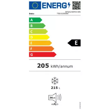 Zamrażarka pionowa Beko RFSA240M41WN — 215 l, biała, szybkie mrożenie, drzwi odwracalne