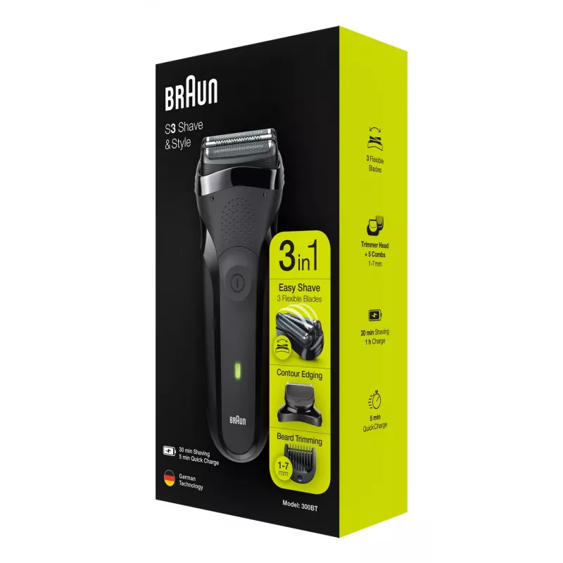 Braun Series 3 300BT bezprzewodowa golarka foliowa mokra i sucha z trymerem