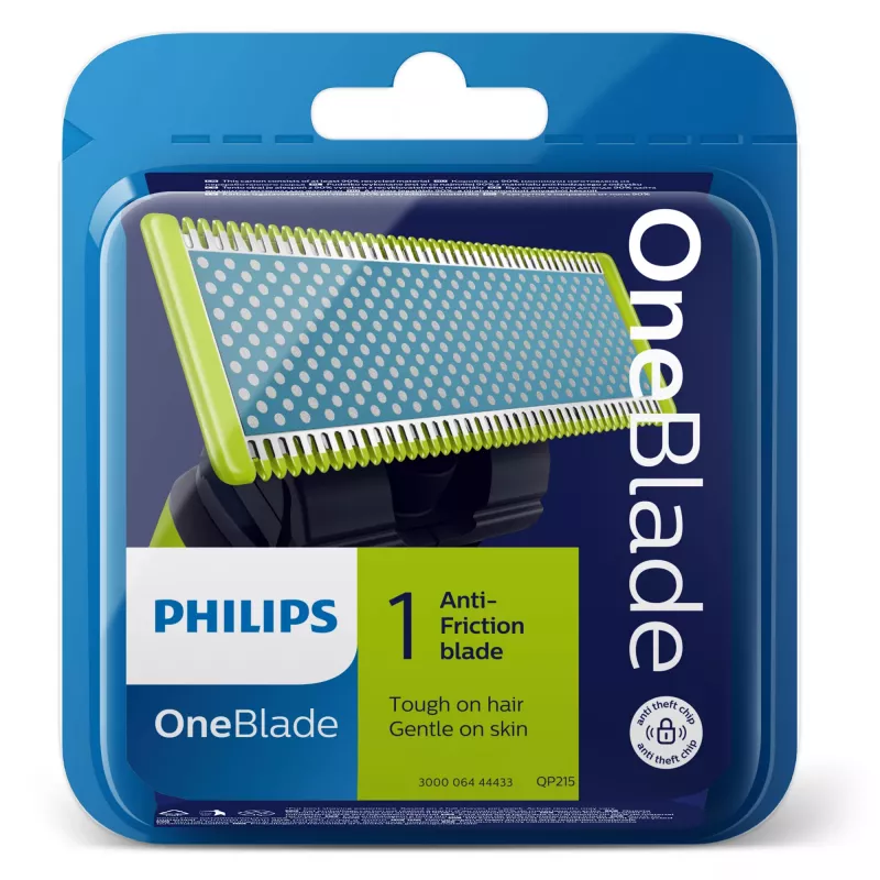 Philips Norelco OneBlade OneBlade QP215/50 Anti-friction, Ostrze do golenia, Wielokolorowy, 4 miesiące, Philips, Philips OneBlade, 1 szt.