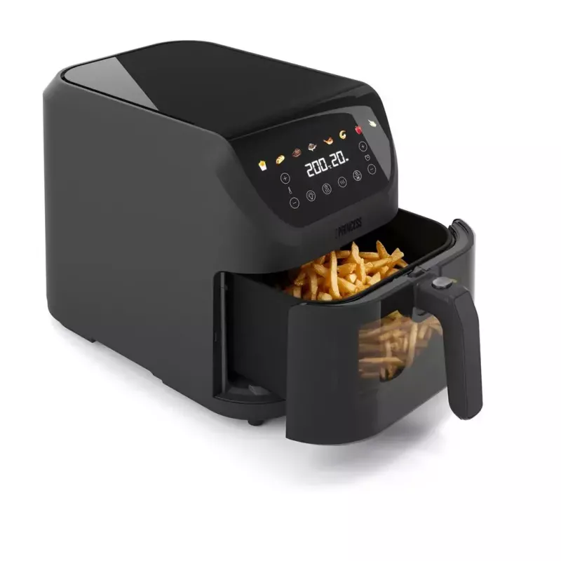 Frytkownica na gorące powietrze Princess 182476 Pojedyncza 8 L, 2000 W, sterowanie dotykowe, czarna, min. 80°C