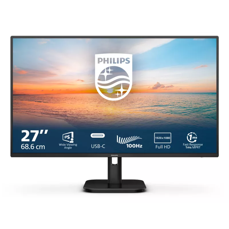 Philips 1000 series 27E1N1300A/00 monitor komputerowy 68,6 cm (27 cali) 1920 x 1080 pikseli Full HD LCD Czarny