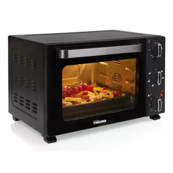 Blatowy piekarnik elektryczny Tristar OV-3627 — 27 L, 1500 W, czarny, sterowanie pokrętłami