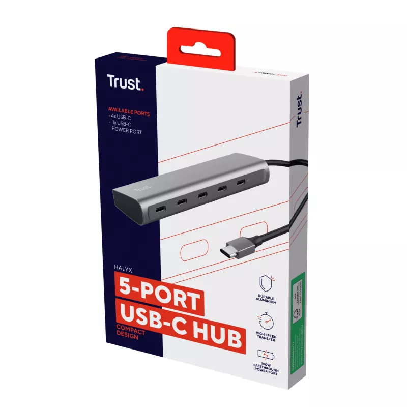 Trust Halyx USB 3.2 Gen 1 (3.1 Gen 1) Typ-C Srebrny