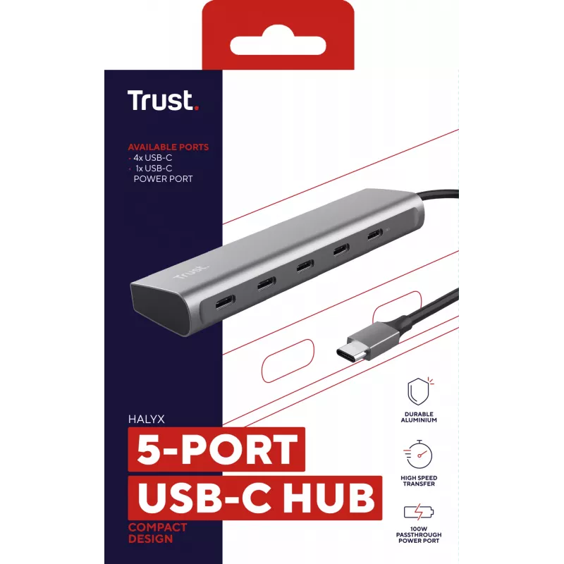 Trust Halyx USB 3.2 Gen 1 (3.1 Gen 1) Typ-C Srebrny