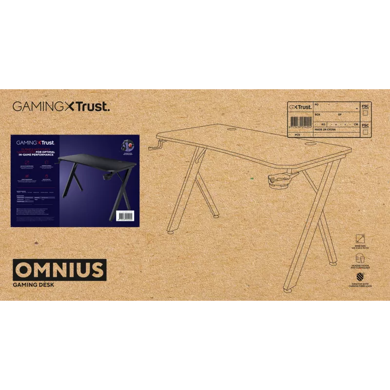 Stół Trust GXT 710 Luminus Pro Czarny Prostokątny ABS/PC 1200x600x740mm