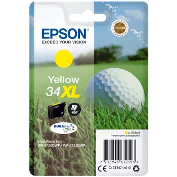 Epson Golf Ball Singlepack żółty 34XL Tusz DURABrite Ultra, wysoka wydajność (XL), żółty, tusz pigmentowy, 10,8 ml, 1 szt., 950 stron