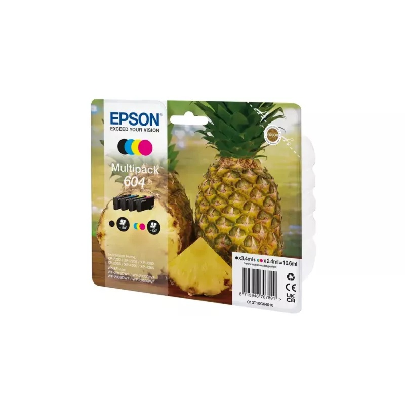 Epson 604 zestaw atramentowy 4 szt. Oryginalny Standardowa wydajność Czarny, Cyjan, magenta, Żółty