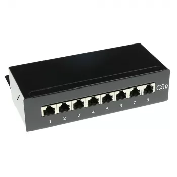 Powierzchniowa ekranowana 8-portowa skrzynka panelu krosowego CAT5E ACT FA5001, 173×44×109 mm