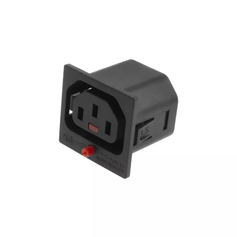 ACT C13 IEC Lock Net Entree (1x gniazdo) - czarny, PA135015BK, C13, czarny, czerwony, żeński, prosty, tworzywo termoplastyczne, 2000 V