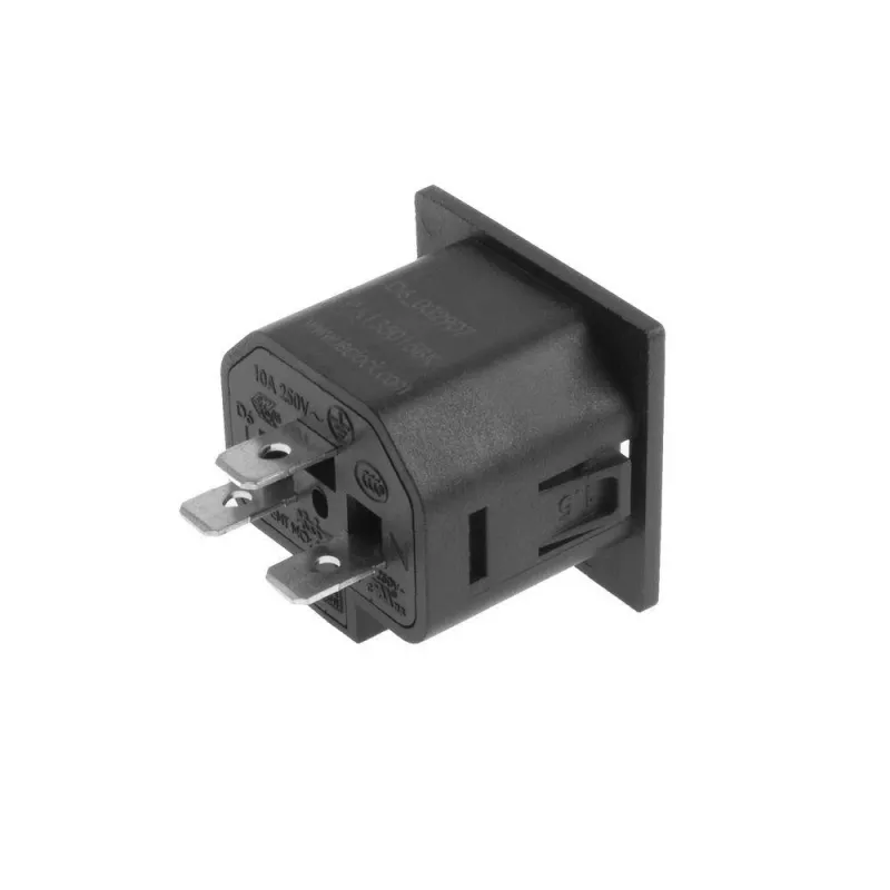 ACT C13 IEC Lock Net Entree (1x gniazdo) - czarny, PA135015BK, C13, czarny, czerwony, żeński, prosty, tworzywo termoplastyczne, 2000 V