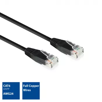 ACT Czarny kabel krosowy U/UTP, CAT6 o długości 0,9 metra ze złączami RJ45