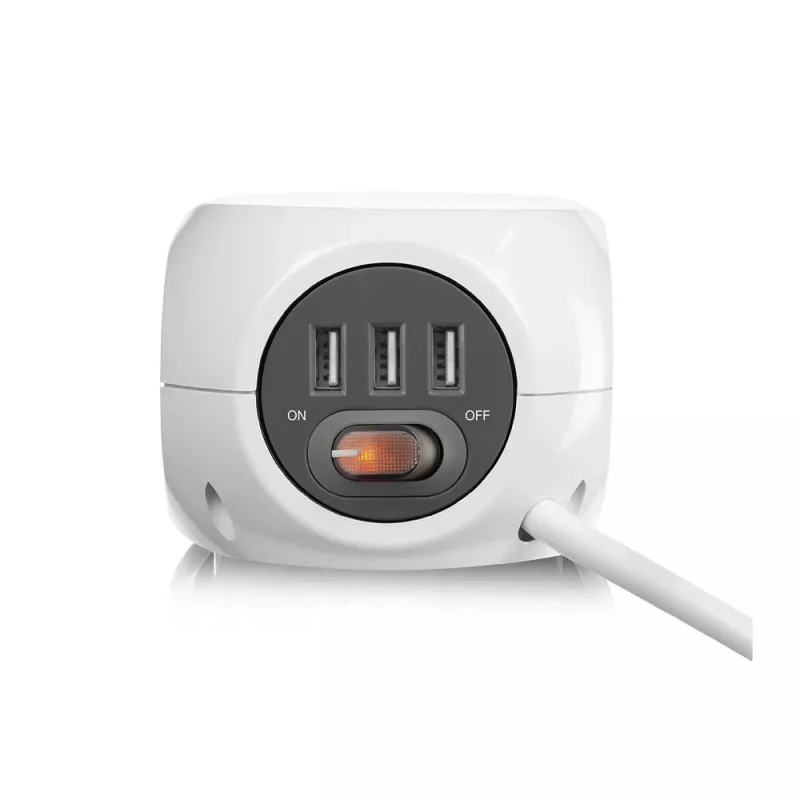 Listwa zasilająca ACT AC2430 — 3× gniazda AC typu F, 230 V, 16 A, kabel 1,5 m, biała