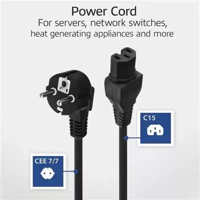 ACT Powercord mains connector CEE 7/7 male (kątowy) - C15 Czarny 2 m