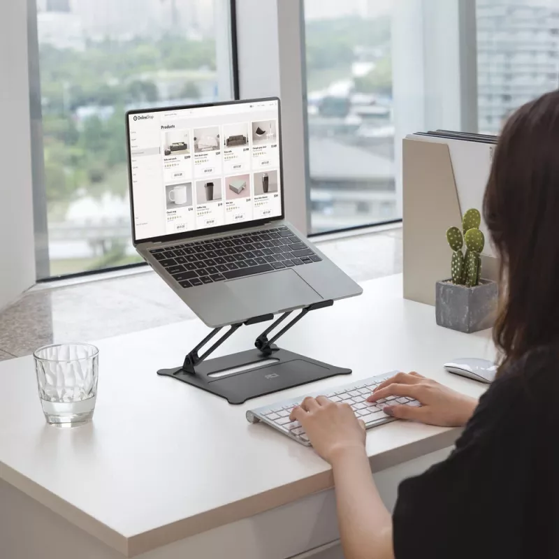 Podstawka pod laptop ACT AC8140 Aluminiowa Bezstopniowa regulacja wysokości Czarna