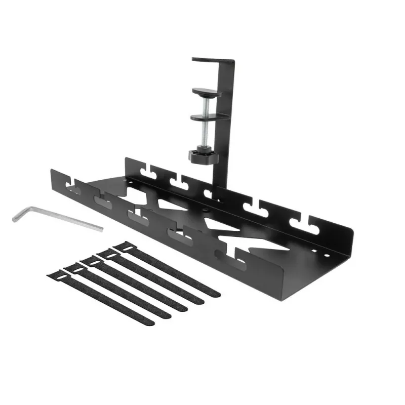 Under-desk kabel management tray ACT, clamp mount, 40 cm, steel, 5 kg capacity