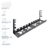 Under-desk extendable kabel management tray ACT 43–72 cm clamp mount, steel, 728×130×190 mm, 5 kg