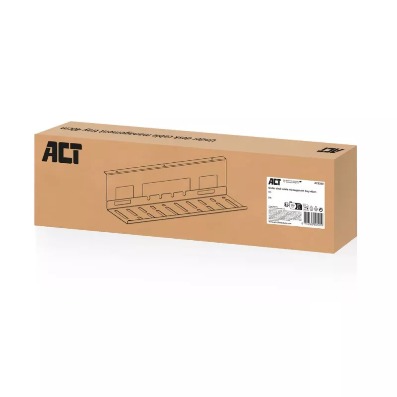 Taca do zarządzania kablami pod biurkiem ACT 40 cm stal, prosta, udźwig 3 kg (S400×G140×W100 mm)