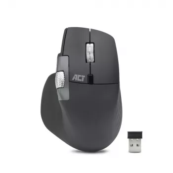 Mysz laserowa bezprzewodowa ACT AC5147 — praworęczna, RF + Bluetooth, 4800 DPI, 6 przycisków, szara