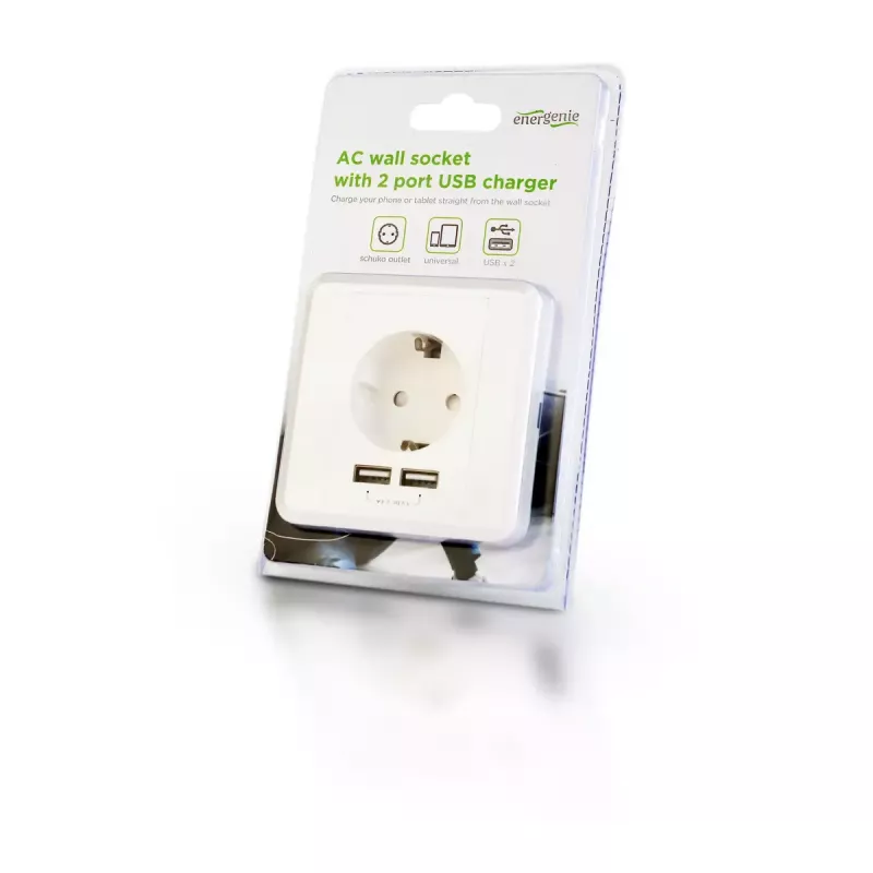 Gniazdko ścienne 2 x USB EnerGenie EG-ACU2A2-01