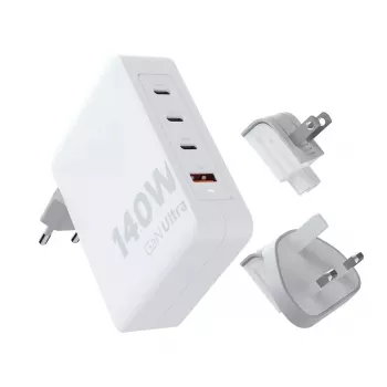 Przenośna ładowarka podróżna GaN 140W Xtorm XVC2140 z 3 portami USB-C PD i kablem USB-C 2 m, biała