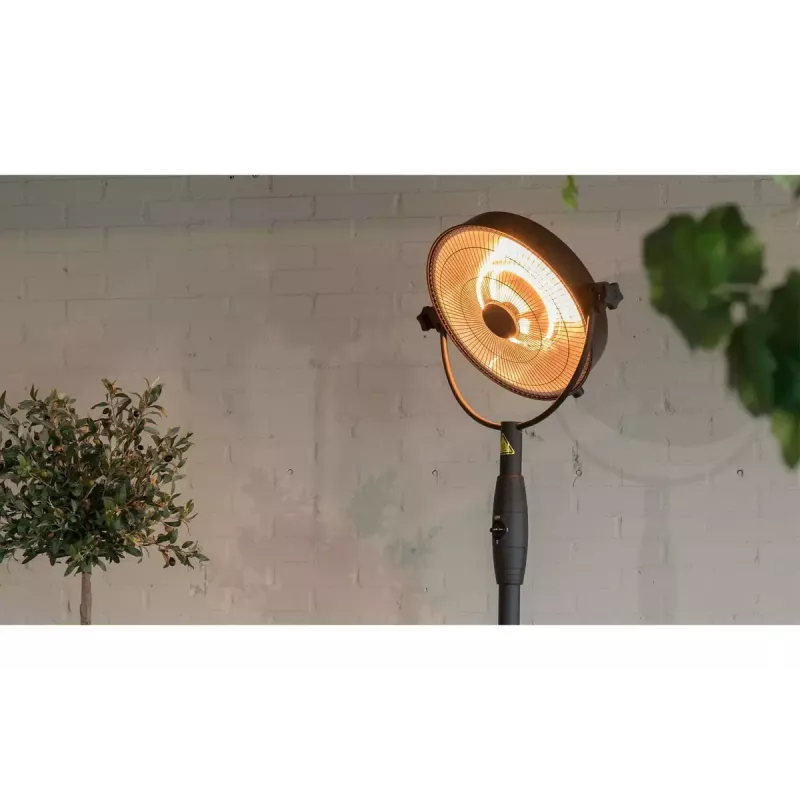 Halogenowy grzejnik elektryczny SUNRED Retro, 2100/900 W, do użytku wewnętrznego na podłodze, ogrzewa do 17 m², czarno-brązowy