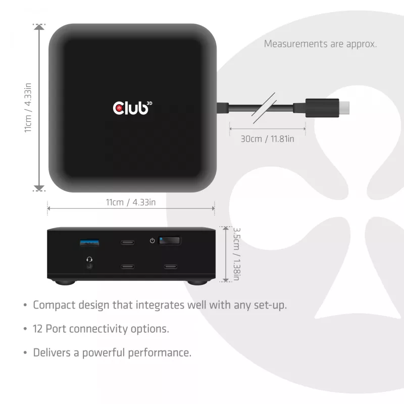 Stacja dokująca USB-C Quad DisplayLink CLUB 3D CSV-2542 — 2× DisplayPort 8K60Hz, 2× HDMI 4K60Hz, PD 100W, Ethernet 2.5G