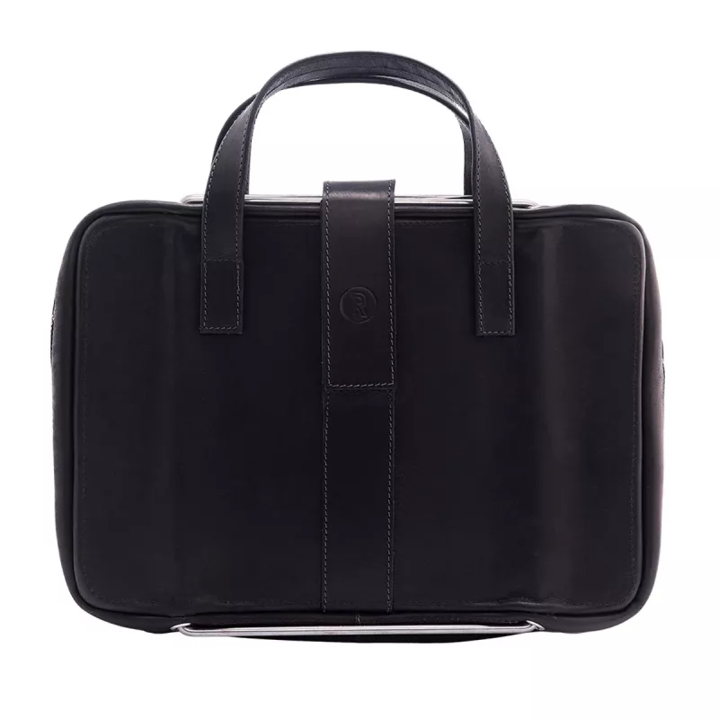 Torba na laptopa R-Go Viva, skóra licowa, z wbudowaną podstawką pod laptopa, paskiem na ramię, 15.6 cala, czarna