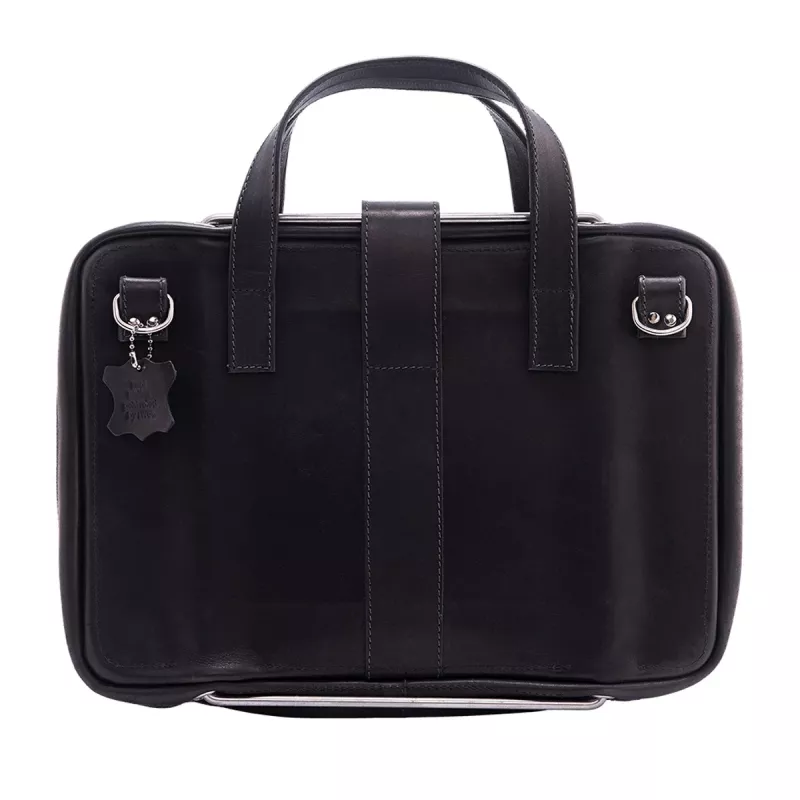 Torba na laptopa R-Go Viva, skóra licowa, z wbudowaną podstawką pod laptopa, paskiem na ramię, 15.6 cala, czarna