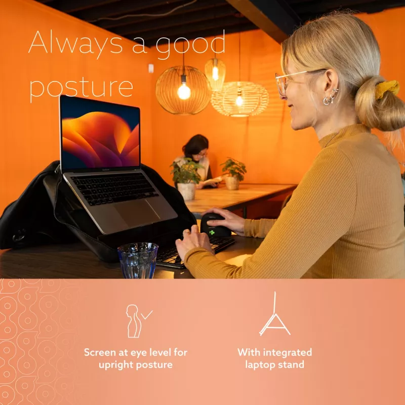 Torba na laptopa R-Go Viva, skóra licowa, z wbudowaną podstawką pod laptopa, paskiem na ramię, 15.6 cala, czarna