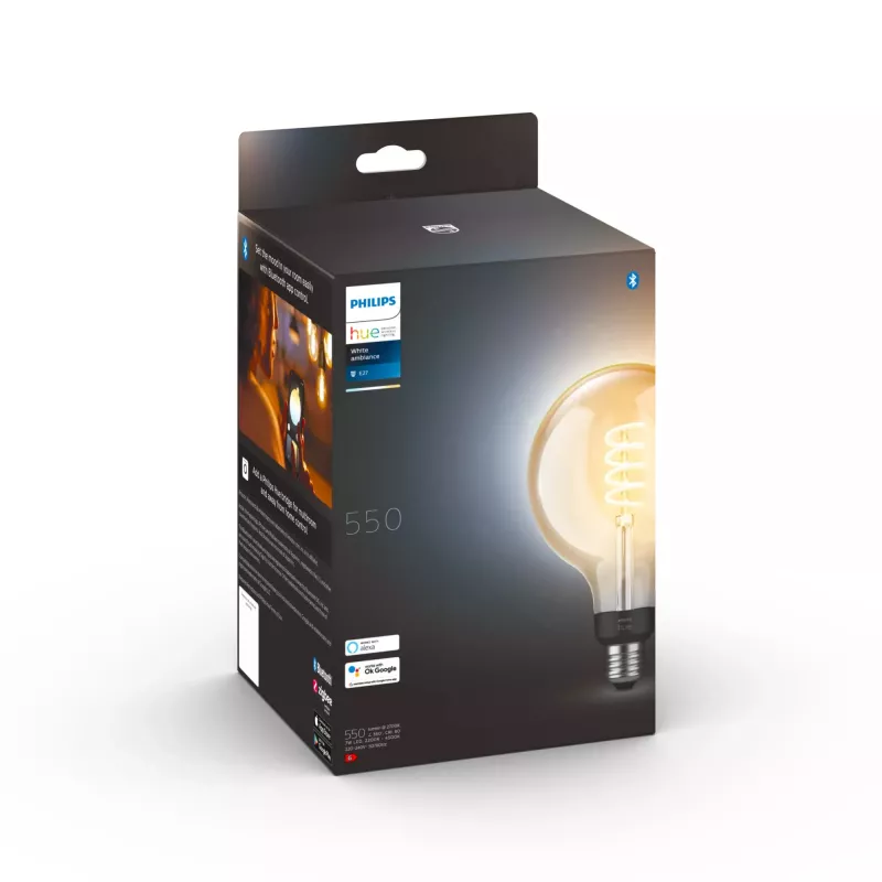 Inteligentna żarówka Philips G125 E27 Filament Globe, 7W, Bluetooth/Zigbee, 125×192mm