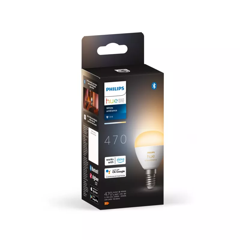 Philips Hue biały ambience Lustre – żarówka inteligentna E14, Inteligentna żarówka, Bluetooth/Zigbee, Biały, LED, E14, P45