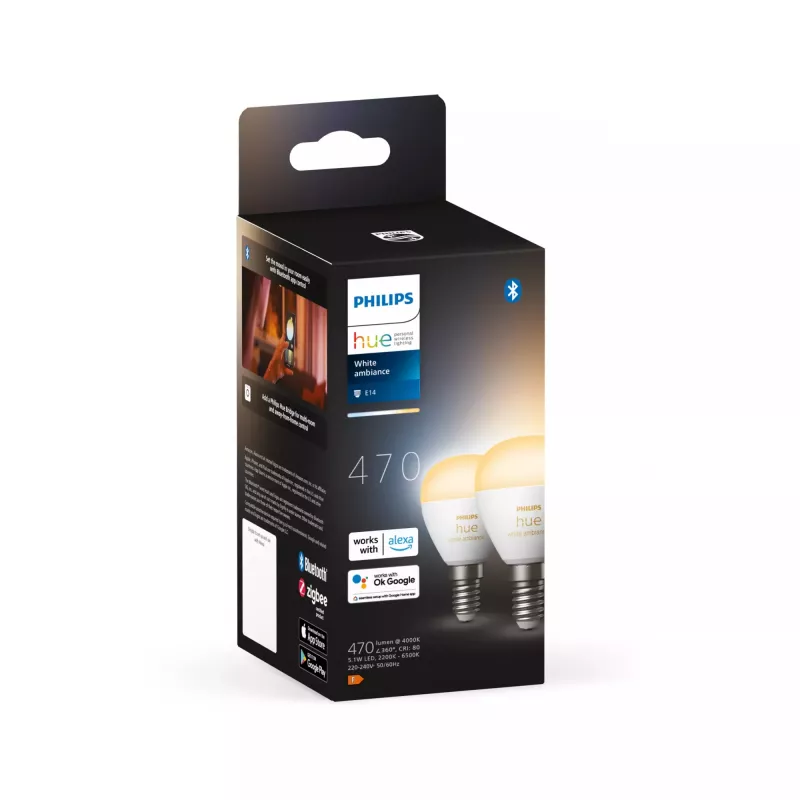 Philips Hue biały ambience Lustre – inteligentna żarówka E14 – (2 szt.)