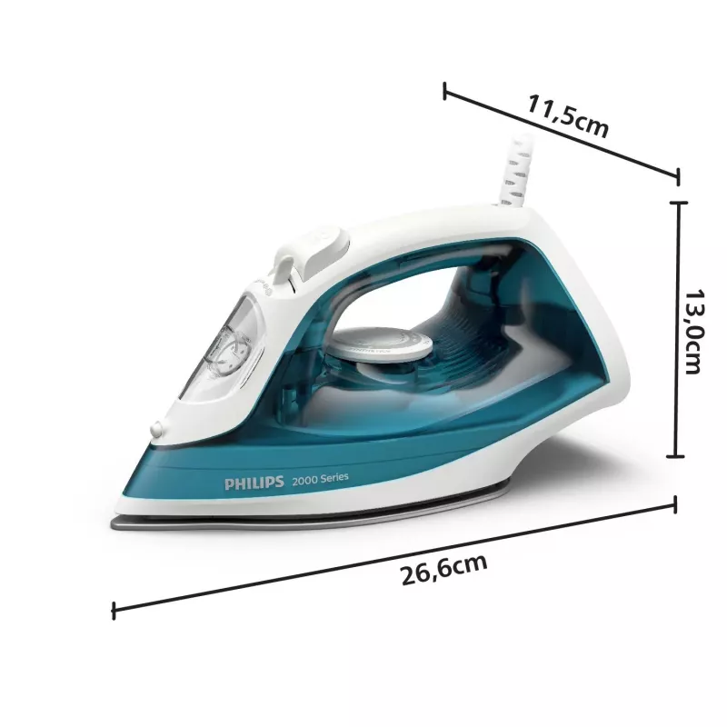 Żelazko parowe Philips DST2010/90 — 2000 W, zbiornik na wodę 0,25 L, stopa nieprzywierająca, przewód 1,9 m