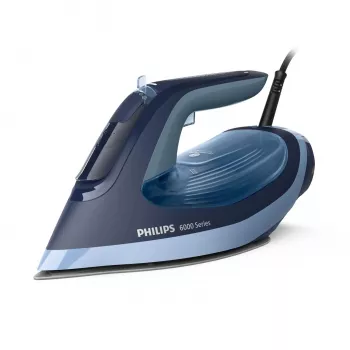 Żelazko parowe Philips serii 6000 DST6120/20 — 2600 W, stopa SteamGlide Plus, uderzenie pary 190 g/min, zbiornik na wodę 0,3 l, waga 1,5 kg, niebieski