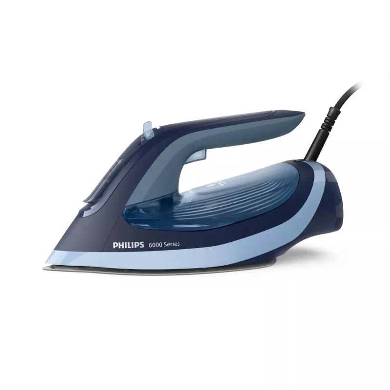 Żelazko parowe Philips serii 6000 DST6120/20 — 2600 W, stopa SteamGlide Plus, uderzenie pary 190 g/min, zbiornik na wodę 0,3 l, waga 1,5 kg, niebieski