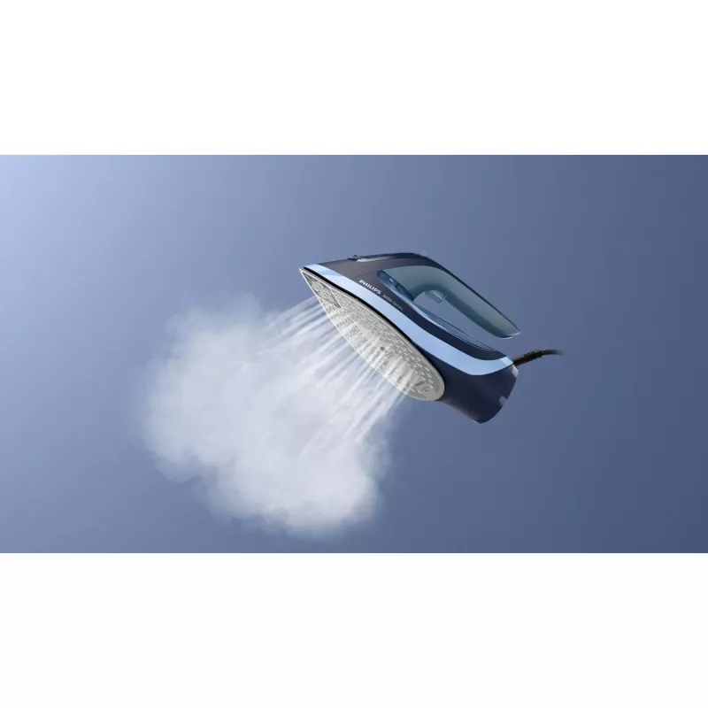Żelazko parowe Philips serii 6000 DST6120/20 — 2600 W, stopa SteamGlide Plus, uderzenie pary 190 g/min, zbiornik na wodę 0,3 l, waga 1,5 kg, niebieski
