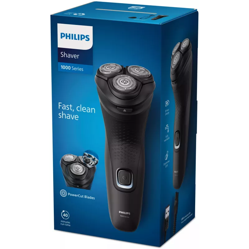 Philips Shaver 1000 Series S1141/00 Golarka elektryczna na sucho Golarka rotacyjna Czarna