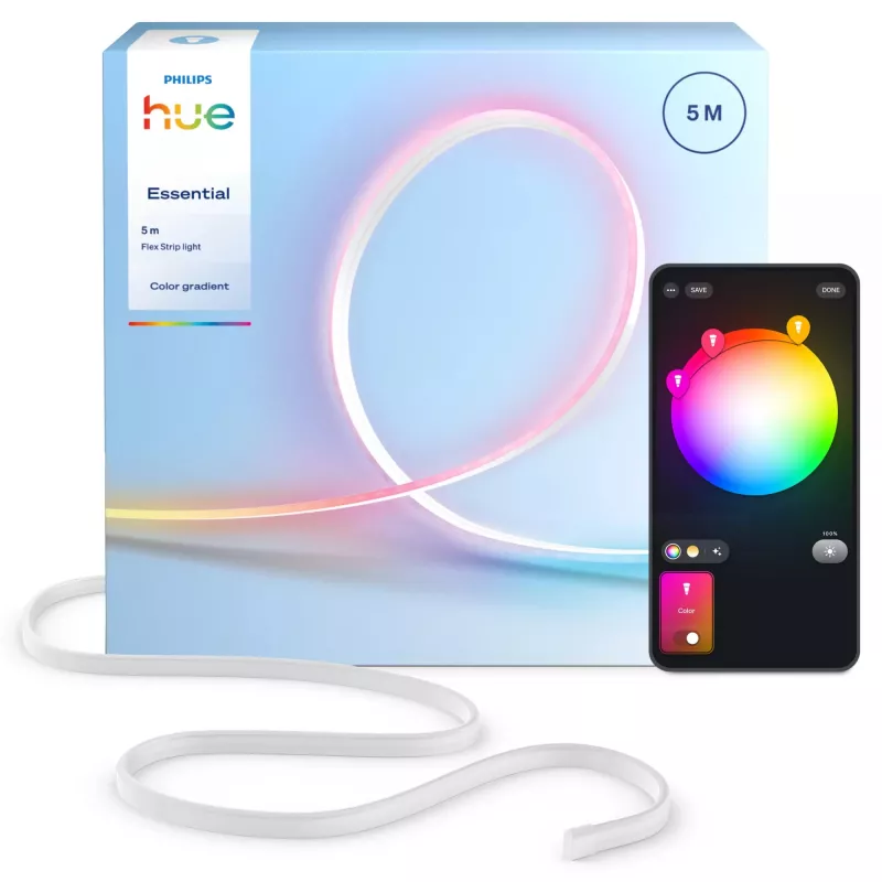 Inteligentny pasek LED Philips Hue Essential Flex 5 m, Bluetooth/Zigbee, Wielokolorowy, 19 W