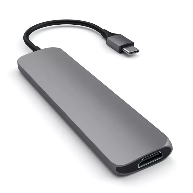 Satechi ST-CMAM laptop dock/port replicator USB 3.2 Gen 1 Type-C, HDMI, USB-A, USB-C, szary, aluminium