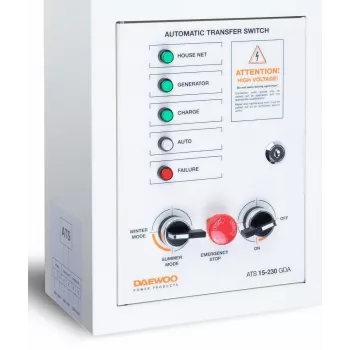 Automatyczny przełącznik zasilania DAEWOO ATS15-230GDA, 230 V, 50 Hz, do montażu ściennego, stal nierdzewna, 5 kg