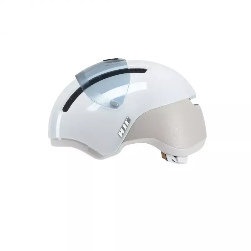 Kask rowerowy HJC Calido Plus, rozmiar S (51–56 cm), In-mold, wizjer magnetyczny, 350 g, biały/szary