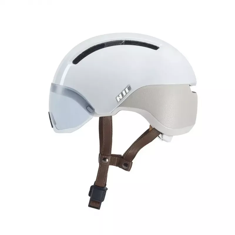 Kask rowerowy HJC Calido Plus, rozmiar S (51–56 cm), In-mold, wizjer magnetyczny, 350 g, biały/szary