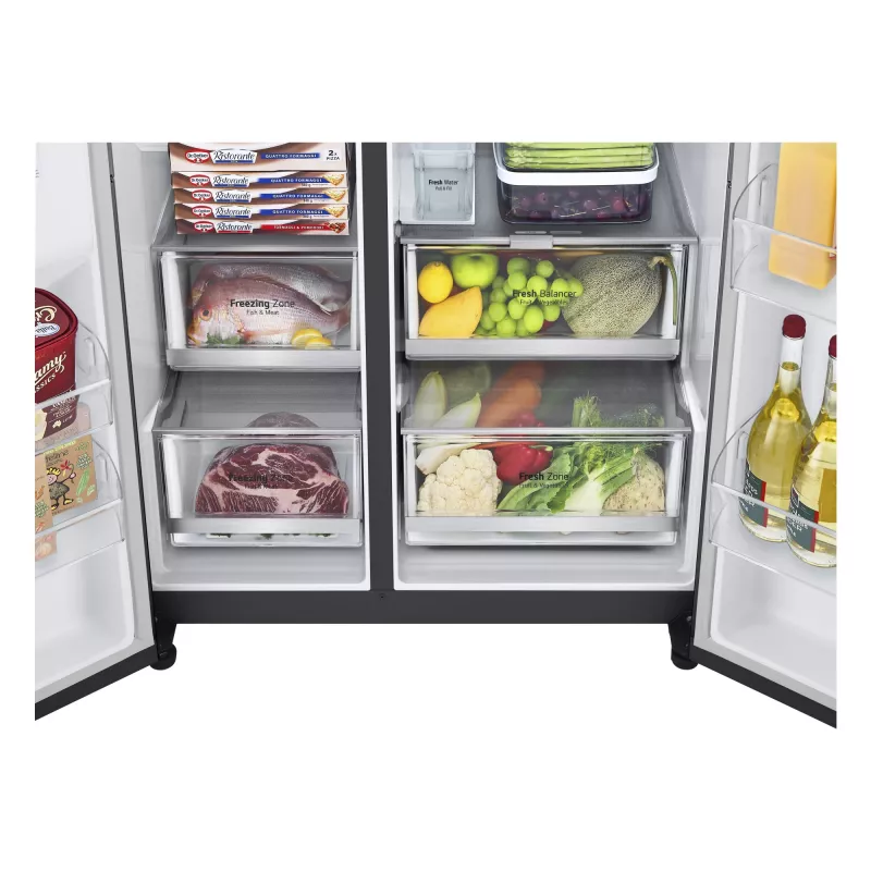 LG InstaView GSGV81EPLL lodówka side-by-side wolnostojąca 635 L czarna