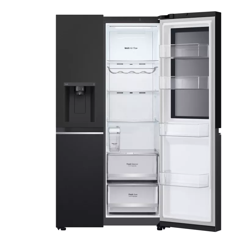LG InstaView GSGV81EPLL lodówka side-by-side wolnostojąca 635 L czarna