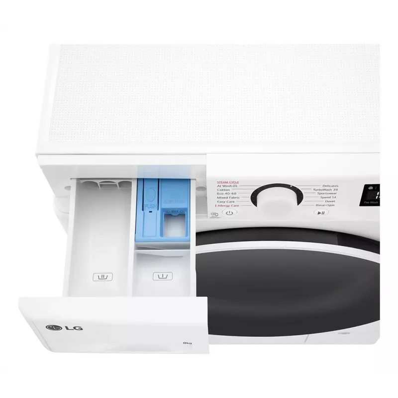 Pralka LG F2WR508S0W ładowana od przodu 8 kg 1160 obr./min Czarny, Biały