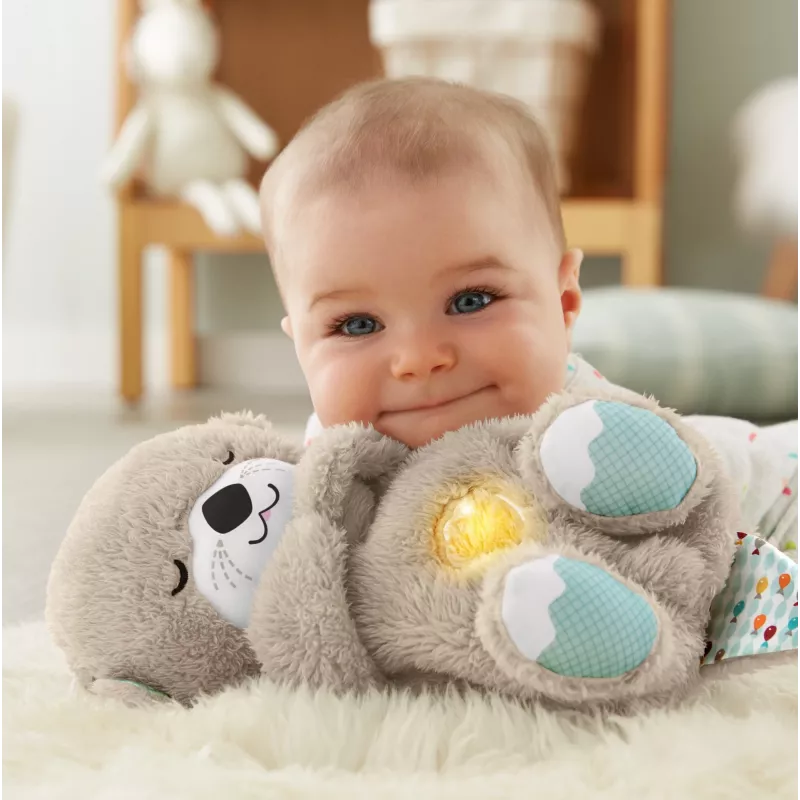 Fisher-Price Soothe 'n Snuggle Otter, pluszowa zabawka dla niemowląt, urządzenie dźwiękowe z ruchami oddechowymi