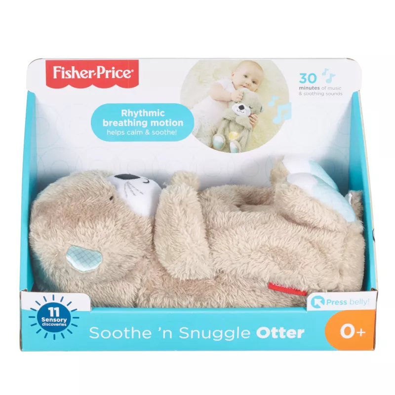 Fisher-Price Soothe 'n Snuggle Otter, pluszowa zabawka dla niemowląt, urządzenie dźwiękowe z ruchami oddechowymi