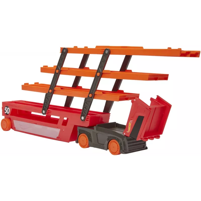 Hot Wheels City Mega Hauler z miejscem do przechowywania do 50 samochodzików w skali 1:64 dla dzieci od 3 lat